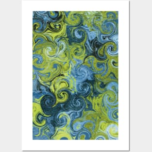 Blue Green Swirl Posters and Art